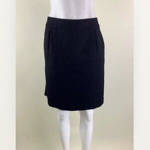 Boden Sz 12L 100% Wool A-Line Skirt Black Pleated Front Business Casual